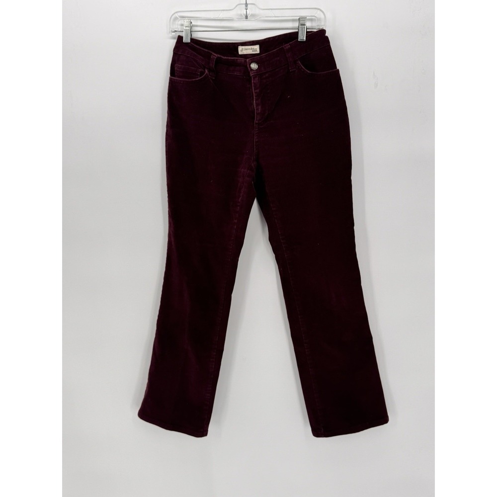 St Johns Bay Pants Petite Straight Leg Size 4 Purple Corduroy Vintage 90s Y2K
